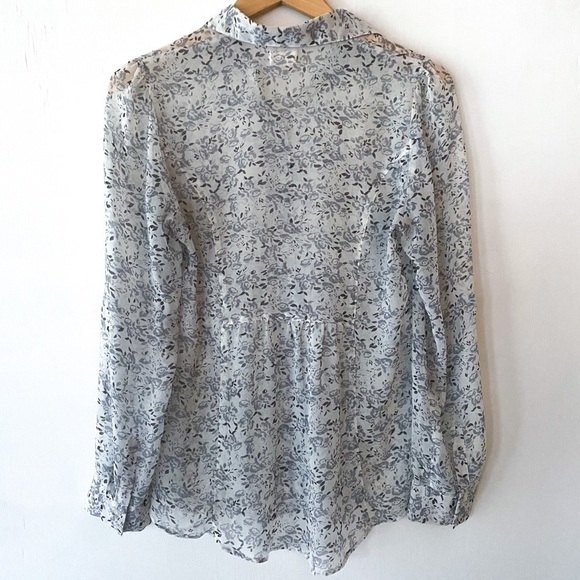 Pins & Needles Urban Outfitters Floral Sheer Long Sleeve Button Down Shirt Small - Picture 5 of 6